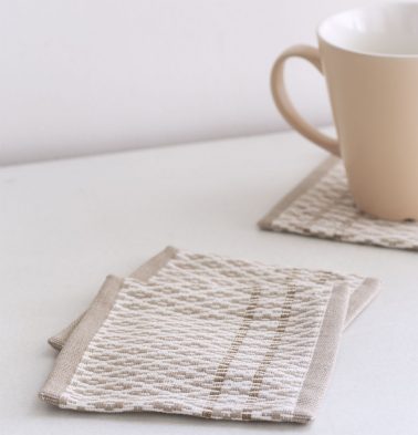 Handwoven Cotton Coasters Coffee Beige - Set of 6