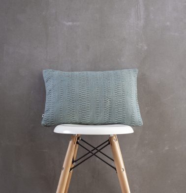 Handwoven Cotton  Jute Cushion Cover Blue/Grey 12x18