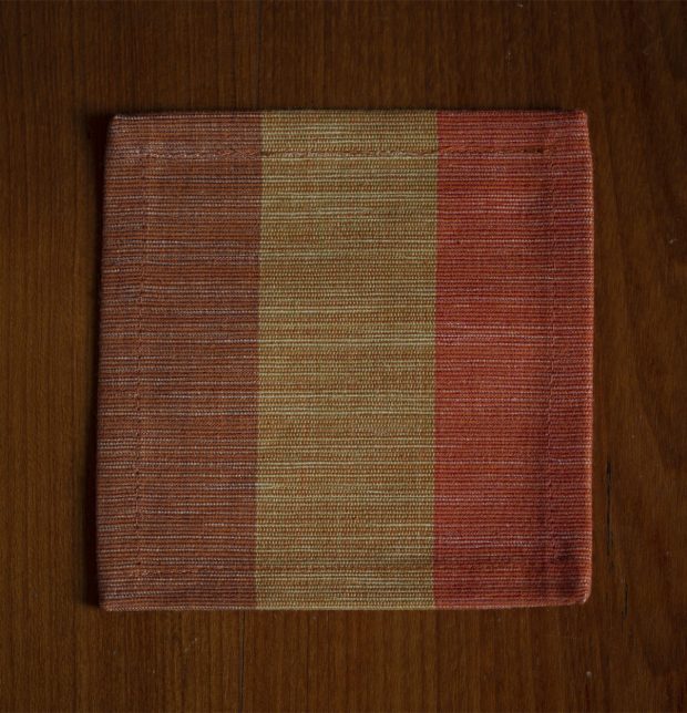 Handwoven Stripe Cotton Coasters Orange/Yellow – Set of 6