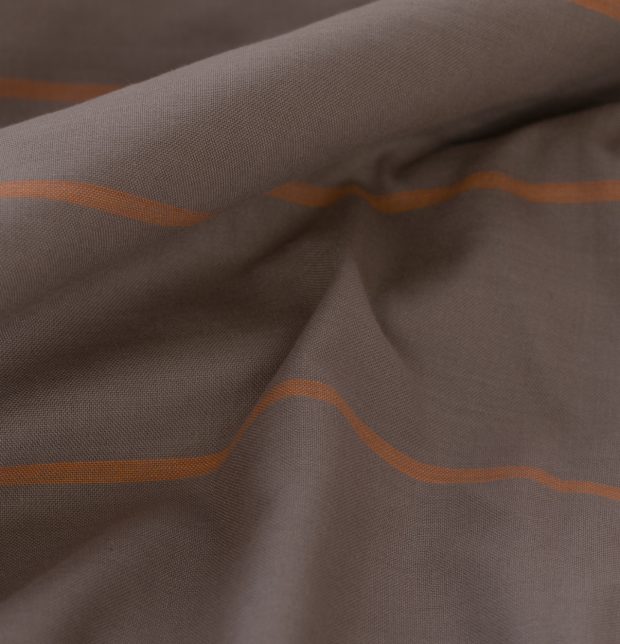 Sunset Stripes Cotton Bedsheet- Grey/Orange- With 2 Pillow Covers