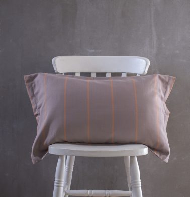 Sunset Stripes Cotton Pillow Cover- Grey/Orange