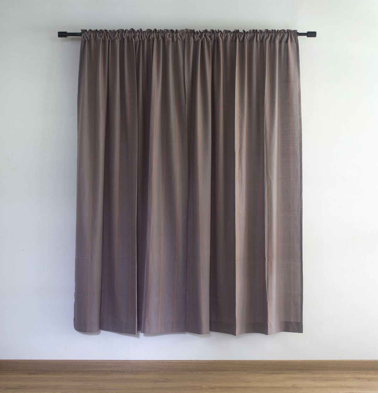 Customizable Curtain, Cotton, Vertical Sunset – Grey/Orange