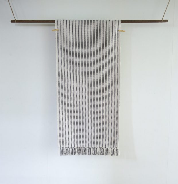 Broad Striped Handwoven Cotton Rug Grey