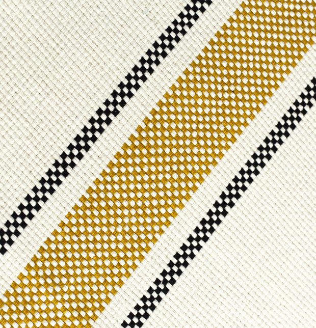 Broad Striped Handwoven Cotton Rug Mustard/Black