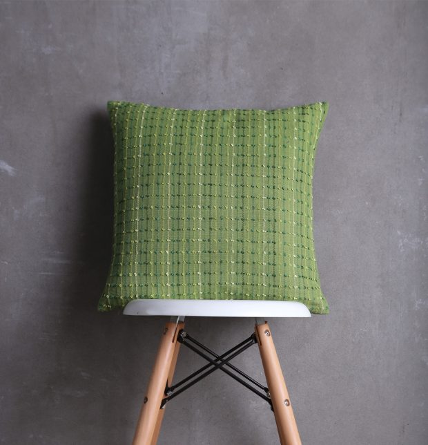 Handwoven Stripes Cotton Cushion cover Greenbriar 18