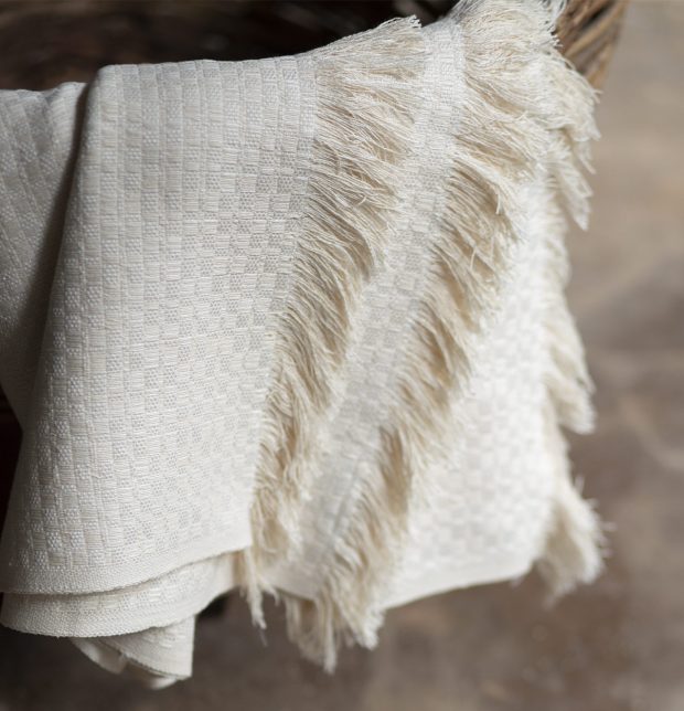 Handwoven Cotton Throw Natural White