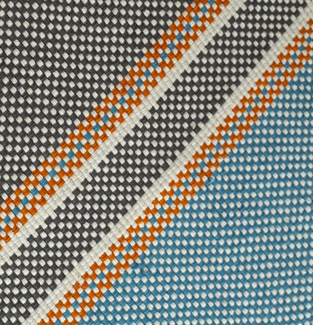 Handwoven Striped Cotton Rug Blue/Orange