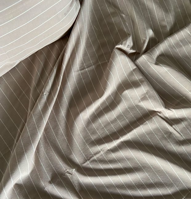 Silver Lining Striped Duvet Cover Walnut/White