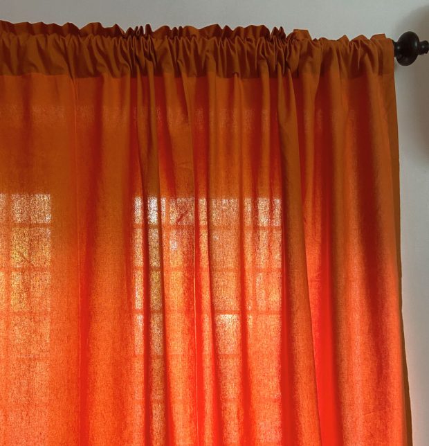 Customizable Curtain, Cotton - Solid - Sunset Orange