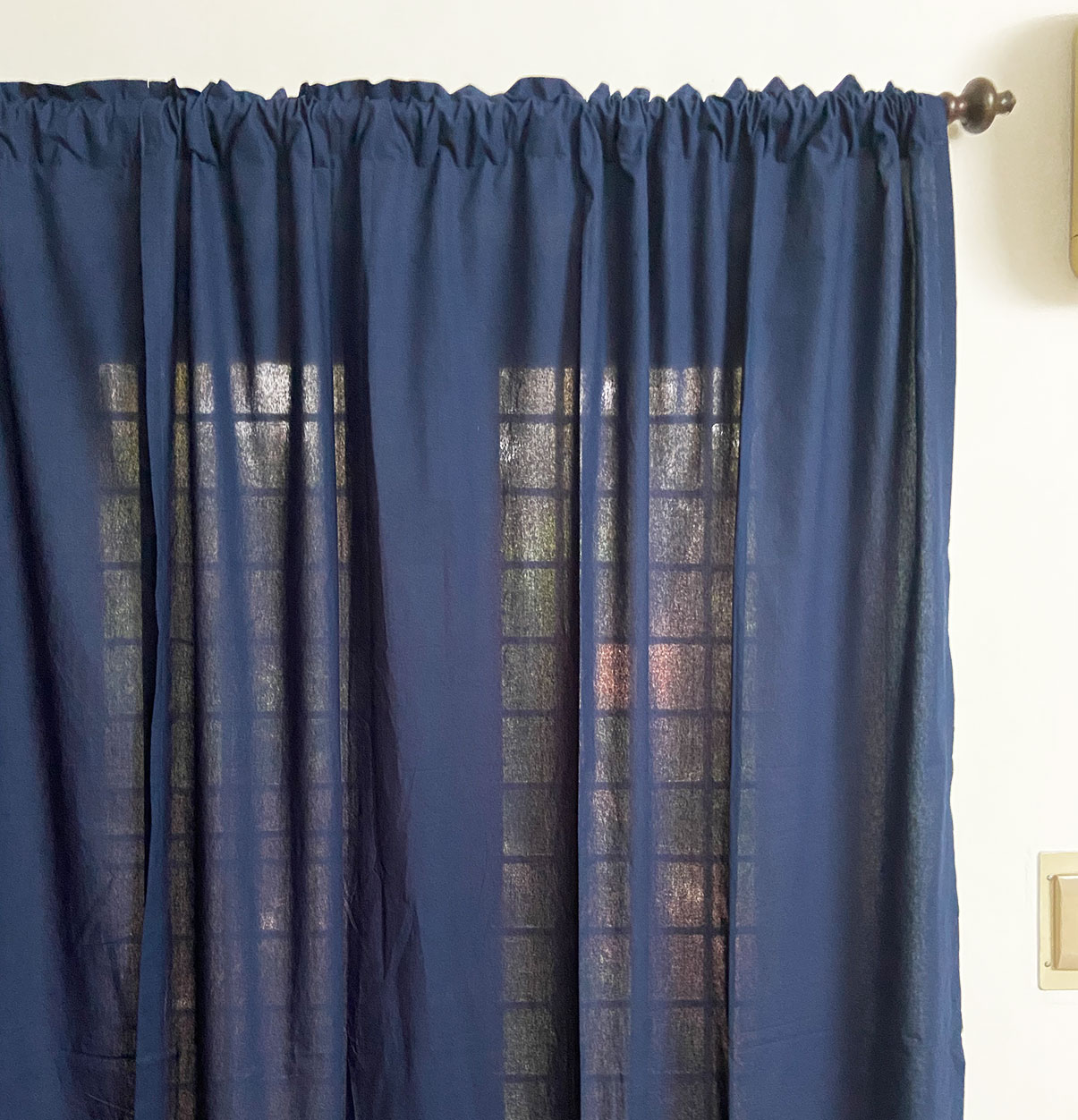 Solid Cotton Curtain Navy Blue