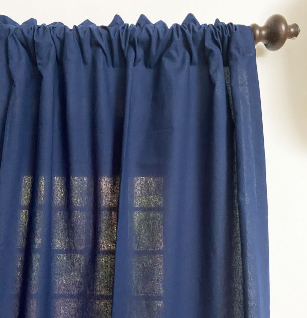 Solid Cotton Curtain Navy Blue