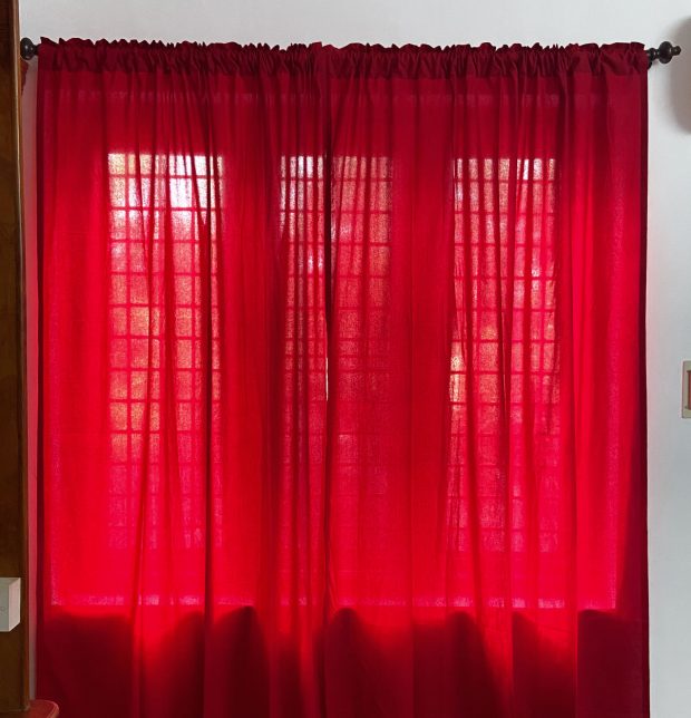 Customizable Curtain, Cotton - Solid - Tango Red