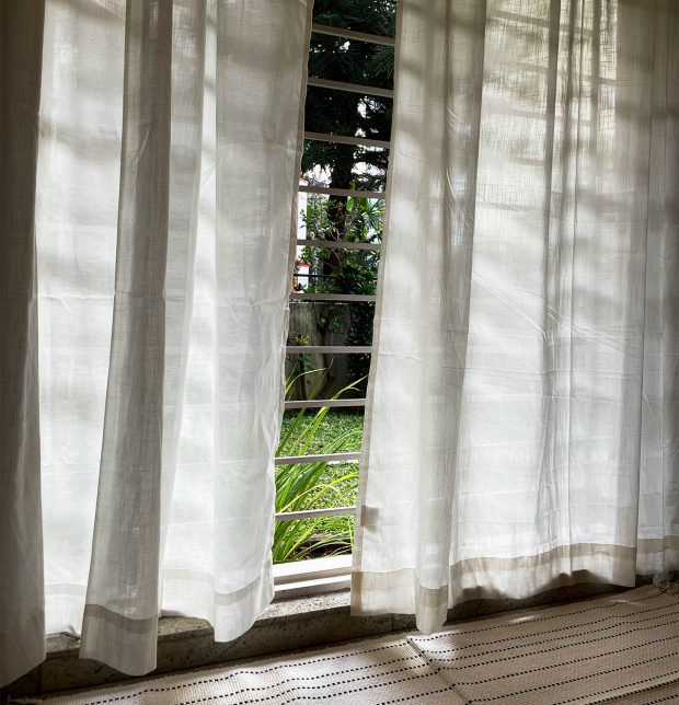 Customizable Sheer Curtain, Slub Cotton - Bleached White