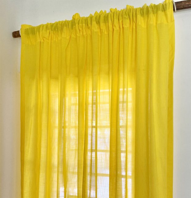 Customizable Sheer Curtain, Slub Cotton - Cyber Yellow