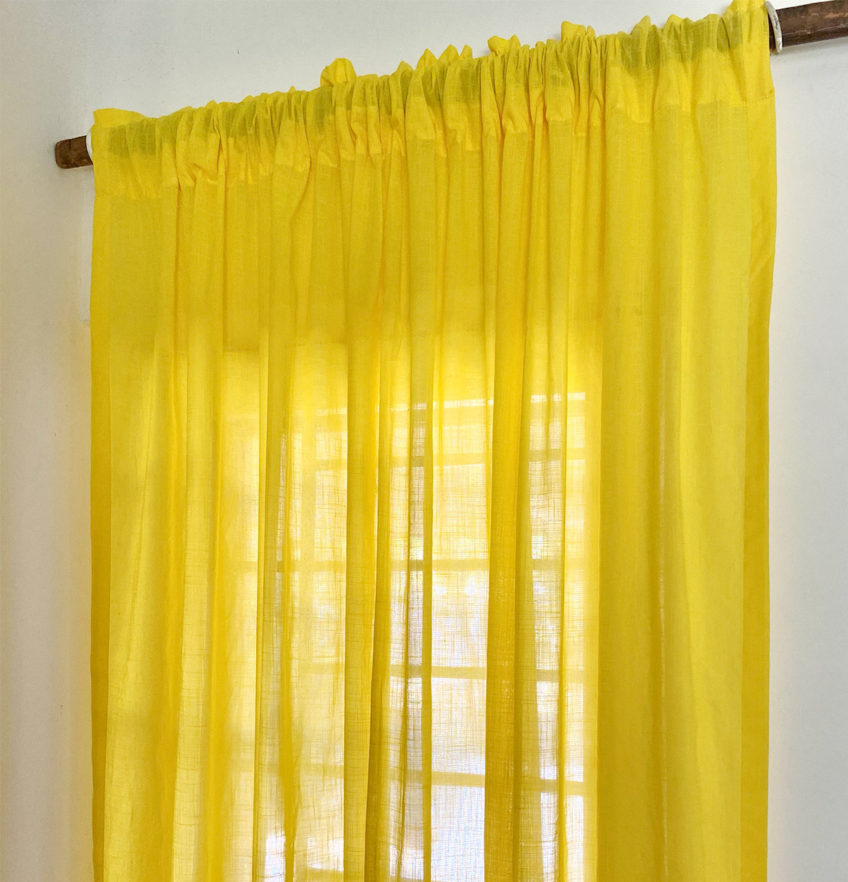 Slub Sheer Cotton Curtain Cyber Yellow