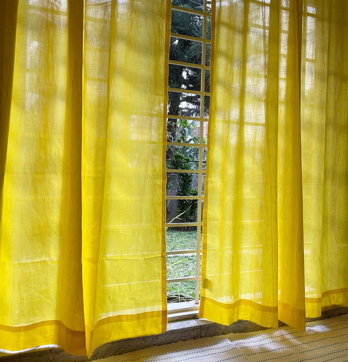 Customizable Sheer Curtain, Slub Cotton – Cyber Yellow