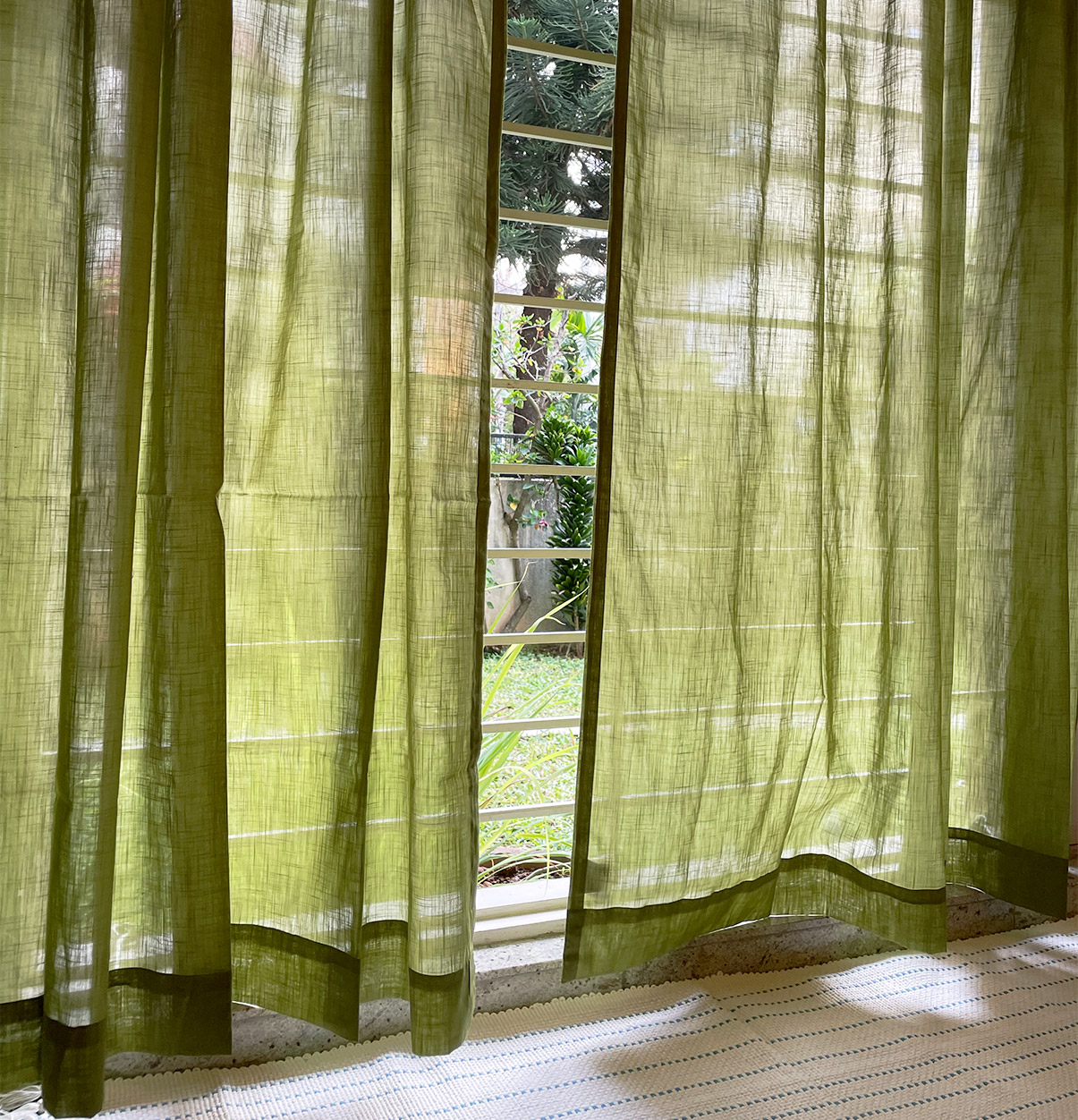 Customizable Sheer Curtain, Slub Cotton – Herbal Green