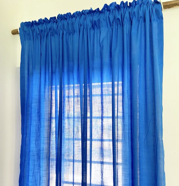 Customizable Sheer Curtain, Slub Cotton - Princess Blue