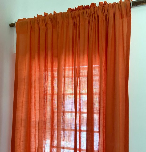Customizable Sheer Curtain, Slub Cotton - Orange Peel