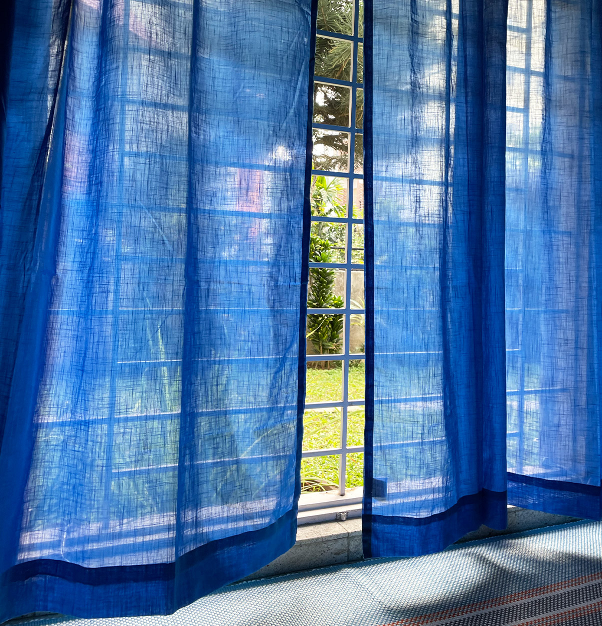 Customizable Sheer Curtain, Slub Cotton – Princess Blue