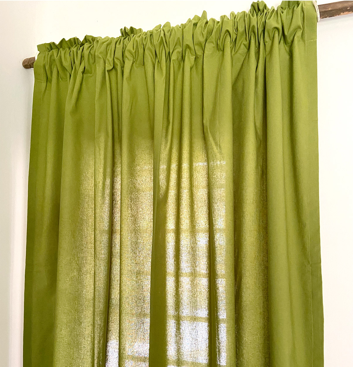 Solid Cotton Curtain Spinach Green