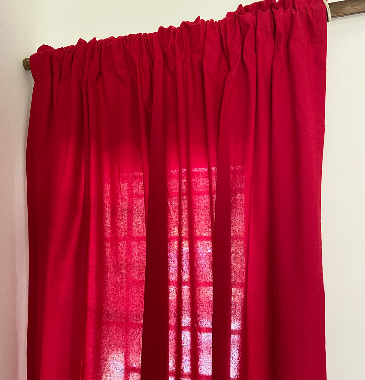 Solid Cotton Curtain Tango Red