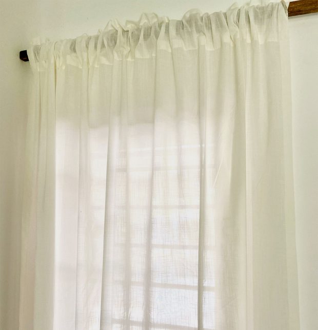 Customizable Sheer Curtain, Slub Cotton - Bleached White