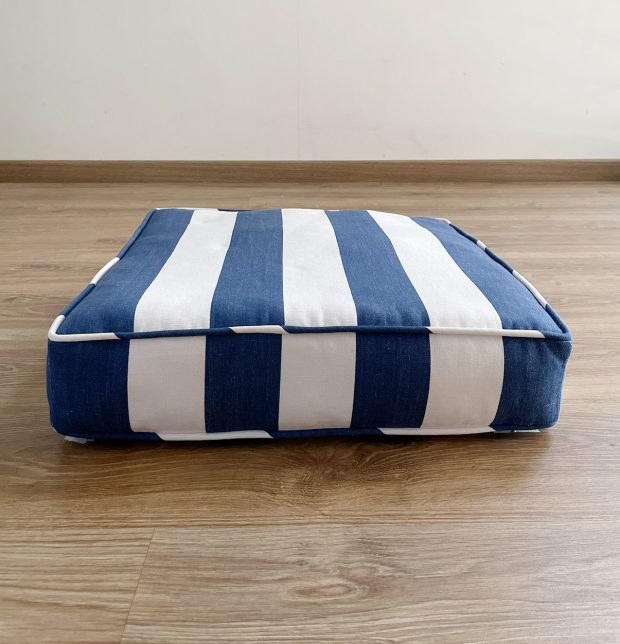 Cabana Stripes Cotton Floor Cushion Blue/White