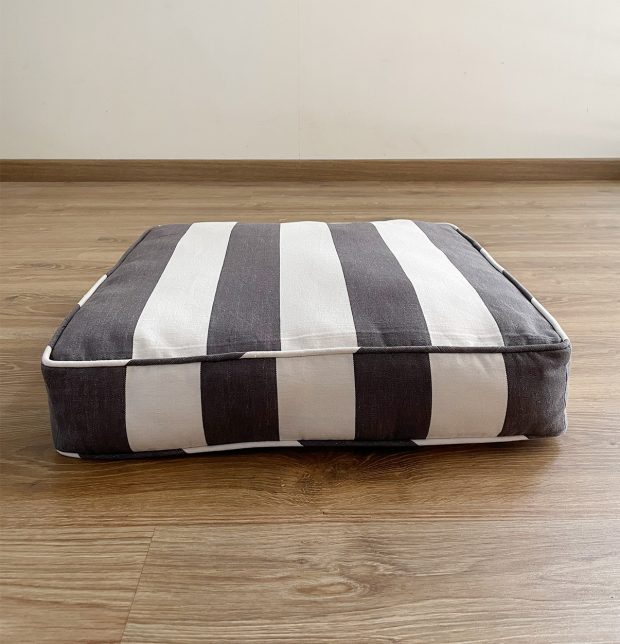 Cabana Stripes Cotton Floor Cushion Grey/White