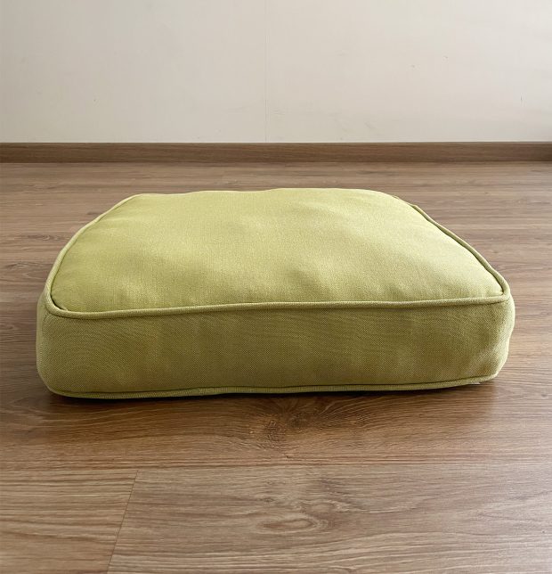 Customizable Floor Cushion, Chambray Cotton - Muted Lime