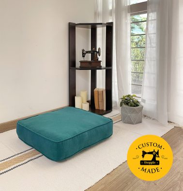 Customizable Floor Cushion, Chambray Cotton - Ocean Depth Green