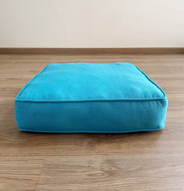 Chambray Cotton Floor Cushion Scuba Blue