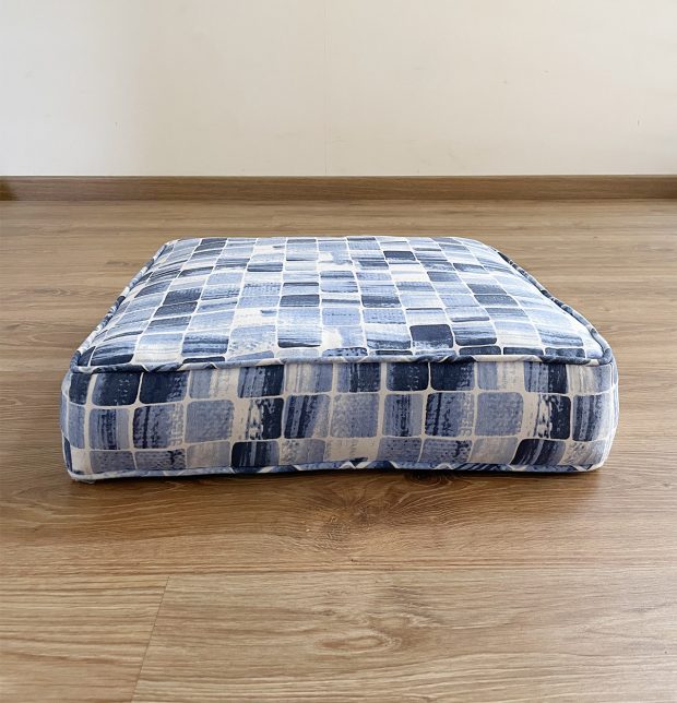 Customizable Floor Cushion, Cotton - Brush Stroke Cubes - Blue