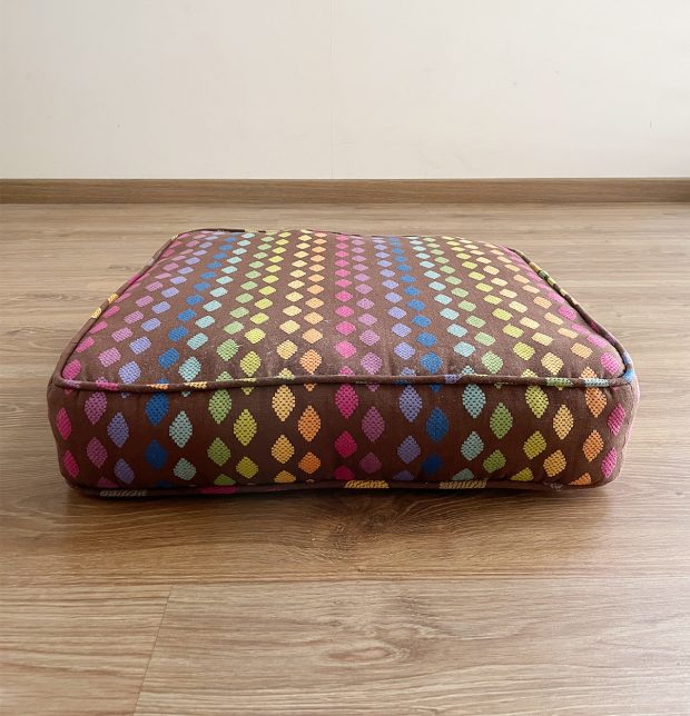 Customizable Floor Cushion, Cotton - Diamond - Brown