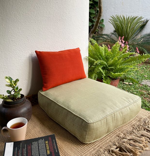 Customizable Floor Cushion, Panama Weave Cotton - Moss Green