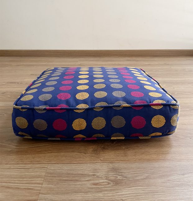 Customizable Floor Cushion, Cotton - Polka - Blue