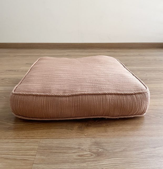 Customizable Floor Cushion, Slub Cotton - Camel Brown