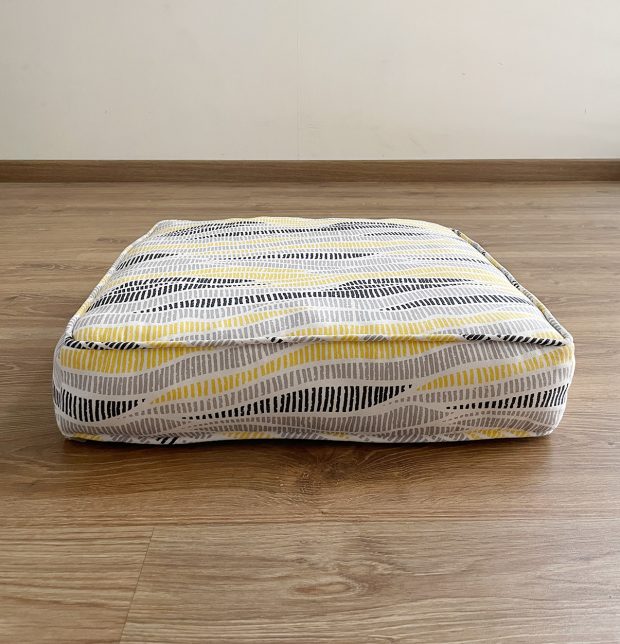 Customizable Floor Cushion, Cotton - Wave Texture - Lemon Chrome