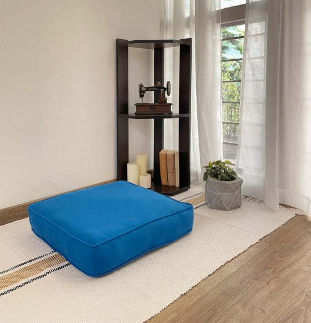 Solid Cotton Floor Cushion Brilliant Blue