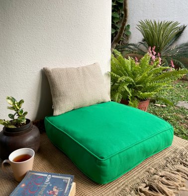 Solid Cotton Floor Cushion Brilliant Green