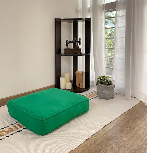 Solid Cotton Floor Cushion Brilliant Green