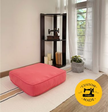Customizable Floor Cushion , Cotton – Solid – Coral