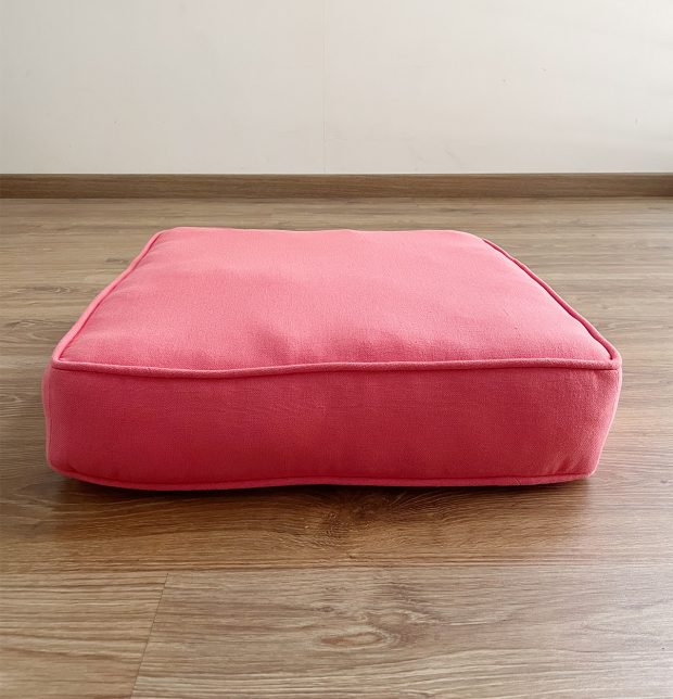 Solid Cotton Floor Cushion Coral