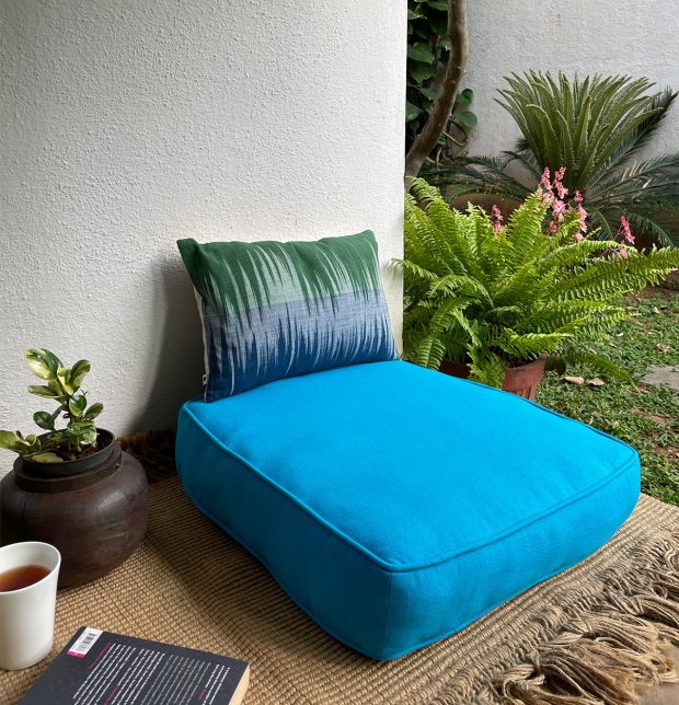Solid Cotton Floor Cushion Hawaiian Ocean Blue