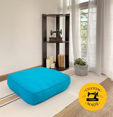 Customizable Floor Cushion, Cotton - Solid - Hawaiian Ocean Blue