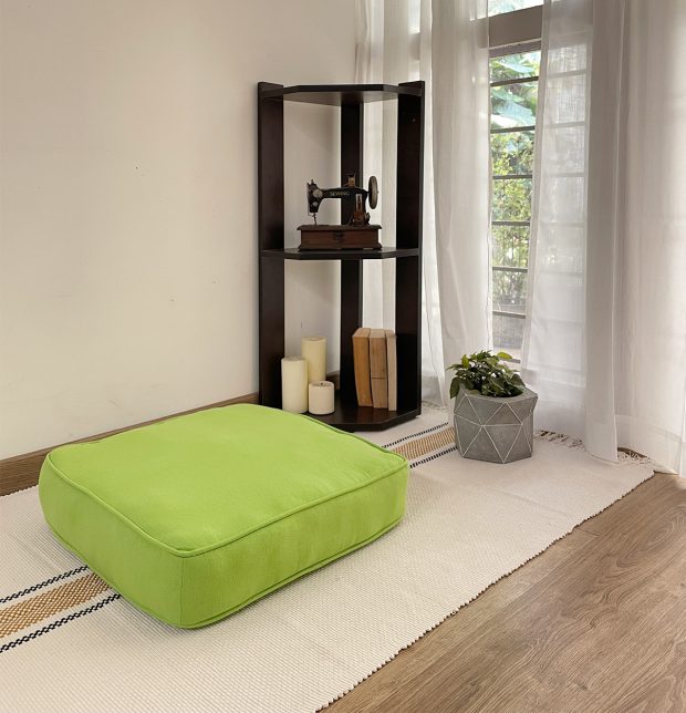 Solid Cotton Floor Cushion Lime Green
