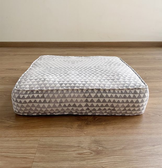 Customizable Floor Cushion, Cotton - Star Triangles - Grey