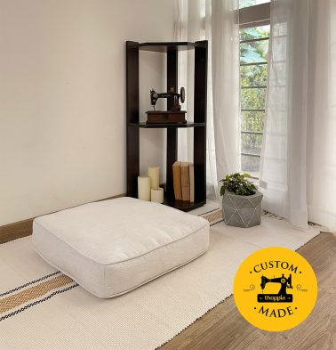 Customizable Floor Cushion, Textura Cotton - Wind Chime White