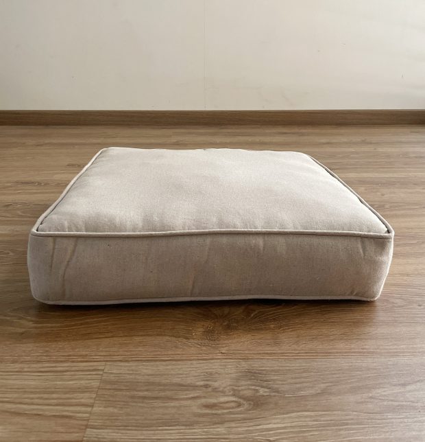 Customizable Floor Cushion, Textured Linen - Flax Beige