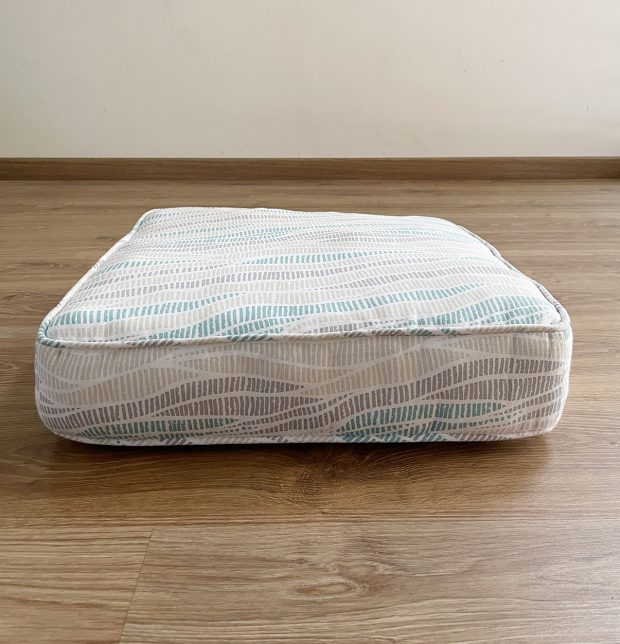 Customizable Floor Cushion, Cotton - Wave Texture  - Sea Blue